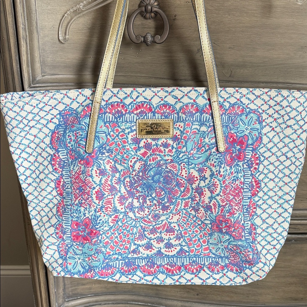 Lilly Pulitzer Blue and Pink Floral Tote
